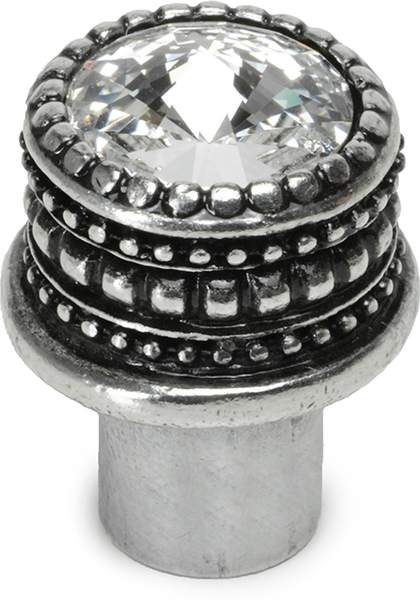 Caché medium round knob with an 16mm Swarovski Clear Crystal in Chalice. 863-9C
