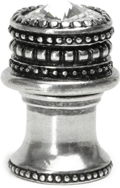 Caché medium round knob with flared foot with an 16mm Swarovski Clear Crystal in Chalice. 863B-9C