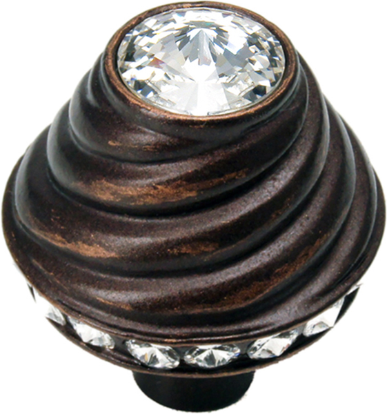 Caché large round knob with 19 rivoli Swarovski Clear Crystals 864-22C