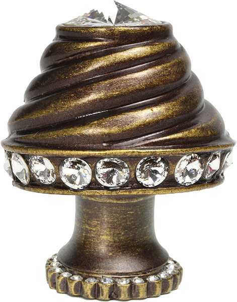 Caché medium round knob with halo platform with 42 Swarovski Clear Crystals 864H-3C