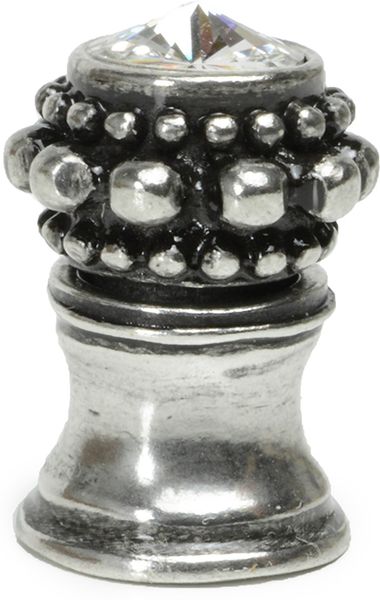 Caché small round knob with flared foot with a rivoli Swarovski Clear Crystal in Chalice. 865B-9C