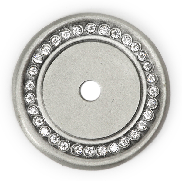 Caché round escutcheon with Swarovski Clear Crystals in Satin. 866-11C
