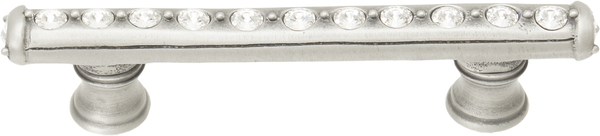 Caché 3'' cc pull with flared feet with center of Swarovski Clear Crystals in Satin. 870B-11C