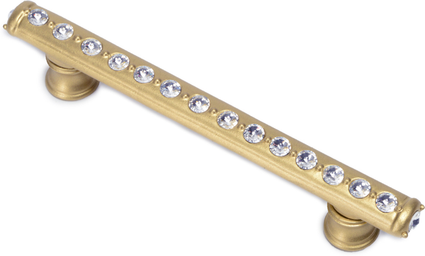 Caché 4'' cc pull with flared feet with center of Swarovski Clear Crystals in Soft Gold. 871B-27C