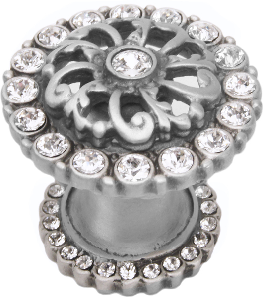 Caché medium round knob with halo platform with Swarovski Clear Crystals 873H-11C