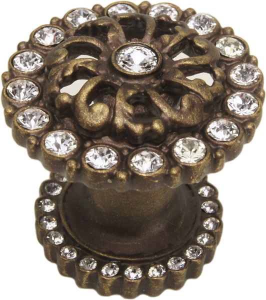 Caché medium round knob with halo platform with Swarovski Clear Crystals 873H-3C