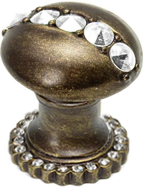 Caché round knob with halo platform with center of 28 Swarovski Clear Crystals 874H-3C