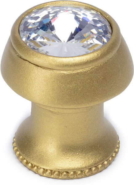 Caché round knob with flared foot with an rivoli Swarovski Clear Crystals in Soft Gold. 877B-27C