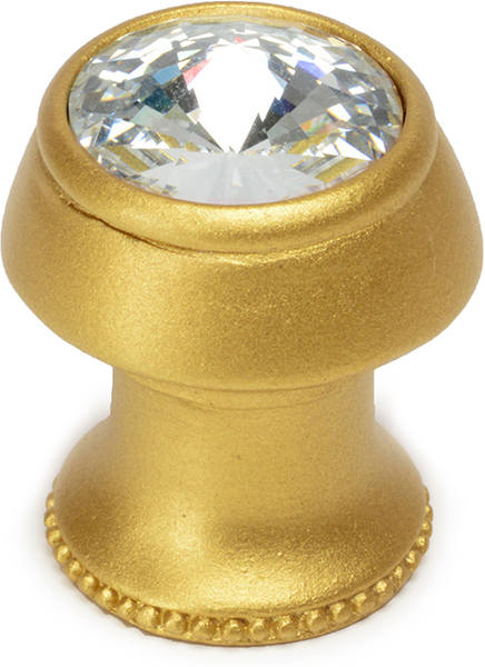 Caché round knob with flared foot with an rivoli Swarovski Clear Crystals in Gilded Mercury. 877B-8C