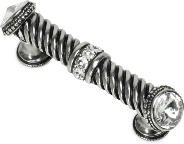 Caché 3'' cc large pull with end & center 7 rivoli Swarovski Clear Crystals in Chalice. 878-9C