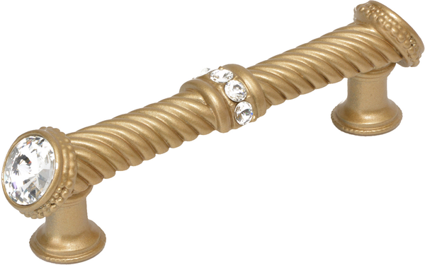 Caché 4'' cc large pull with end & center 7 rivoli Swarovski Clear Crystals in Soft Gold. 880-27C