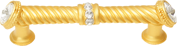 Caché 4'' cc large pull with end & center 7 rivoli Swarovski Clear Crystals in Gilded Mercury. 880-8C