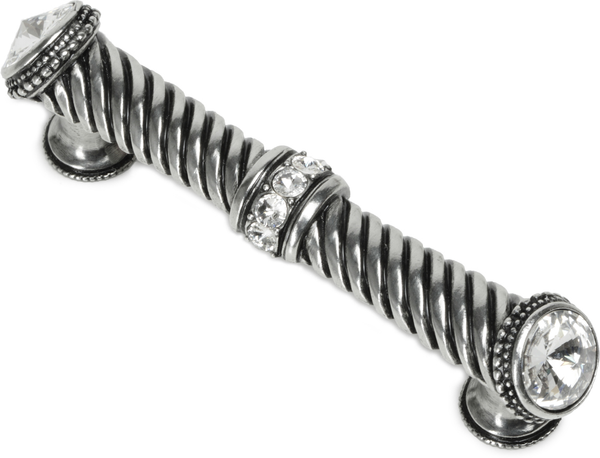 Caché 4'' cc large pull with end & center 7 rivoli Swarovski Clear Crystals in Chalice. 880-9C