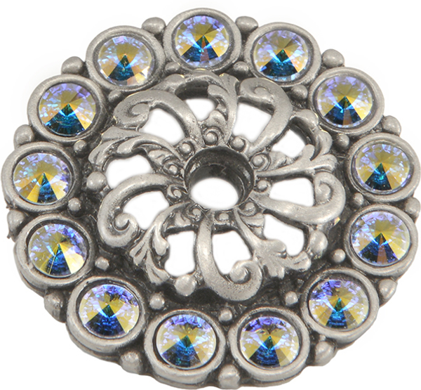 Caché medium escutcheon with 13 rivoli Swarovski Aurore Boreale Crystals 882-11AB
