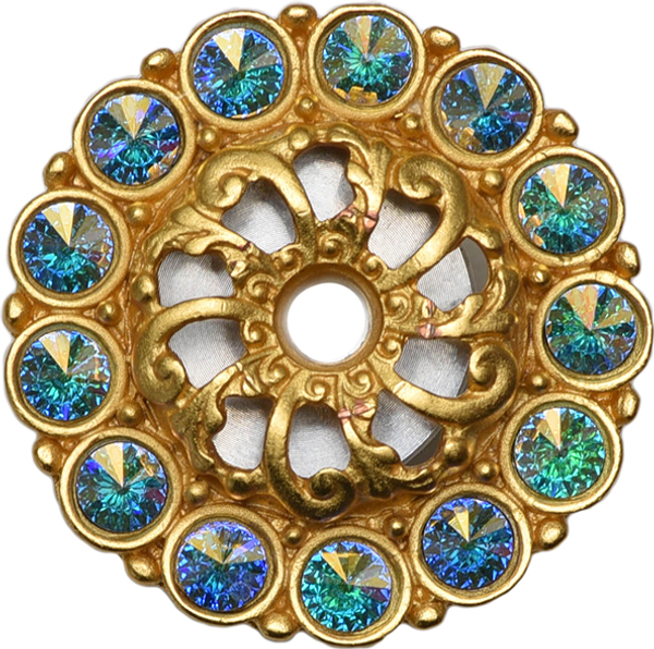 Caché medium escutcheon with 13 rivoli Swarovski Aurore Boreale Crystals 882-8AB