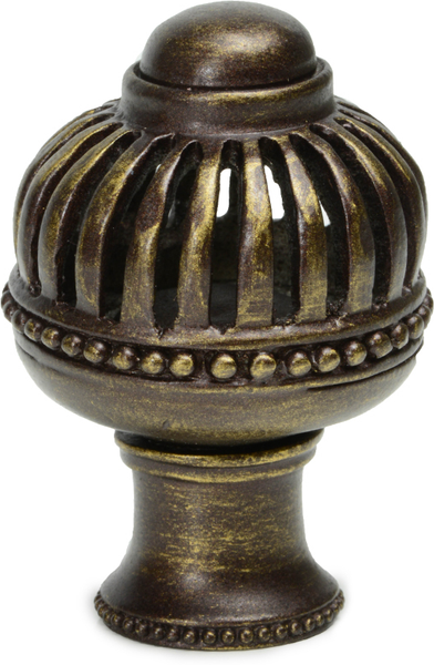 Cricket Cage large round knob with flared foot in Antique Brass. 953B-3