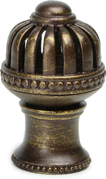 Cricket Cage medium round knob with flared foot in Antique Brass. 954B-3