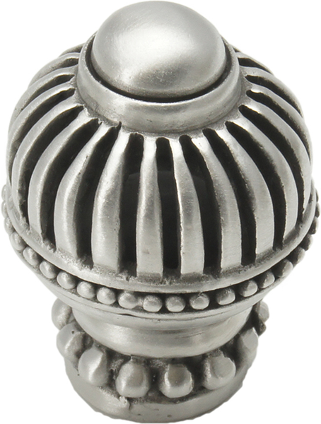 Cricket Cage large round knob with beaded base in Satin. 968-11