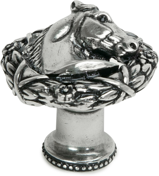 Americana horse in classic laurel leaf wreath knob right in finish Chalice 8001-9