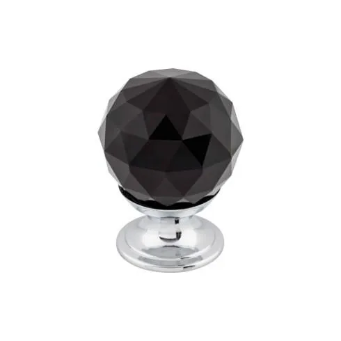 Black Crystal Knob 1 1/8'' TK115PC Polished Chrome Base