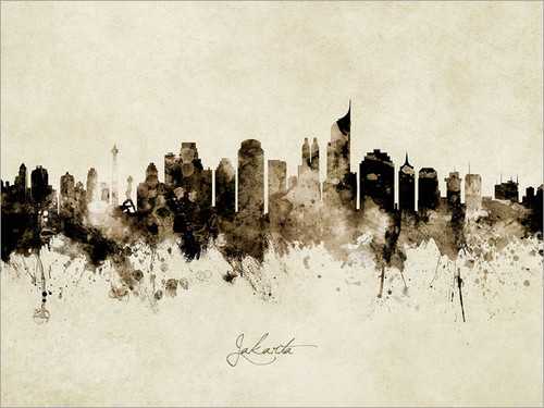 Jakarta Indonesia Skyline Cityscape Poster Art Print