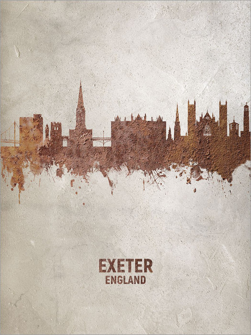 Exeter England Skyline Cityscape Poster Art Print