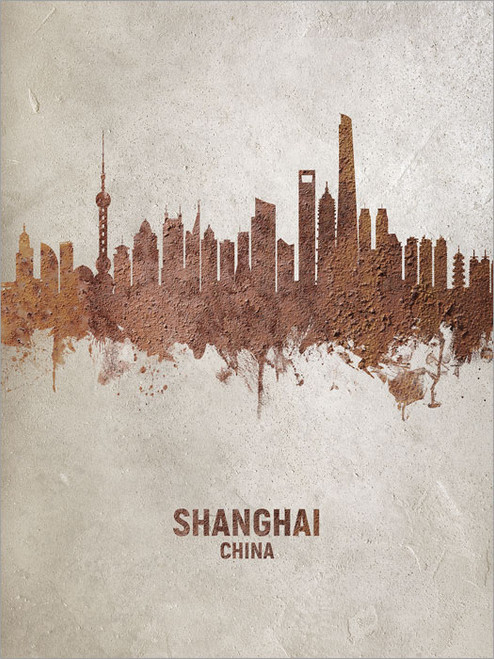 Shanghai China Skyline Cityscape Poster Art Print