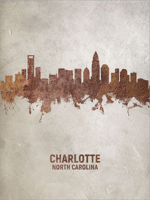 Charlotte North Carolina Skyline Cityscape Poster Art Print