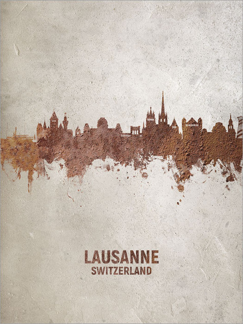 Lausanne Switzerland Skyline Cityscape Poster Art Print