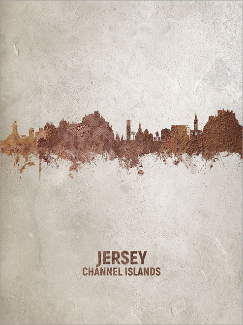Jersey Channel Islands Skyline Cityscape Poster Art Print
