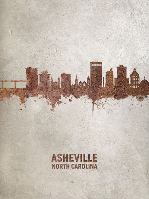 Asheville North Carolina Skyline Cityscape Poster Art Print