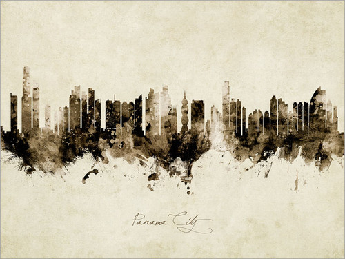 Panama City Panama Skyline Cityscape Poster Art Print