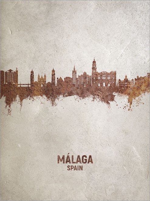 Málaga Spain Skyline Cityscape Poster Art Print