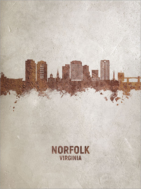 Norfolk Virginia Skyline Cityscape Poster Art Print