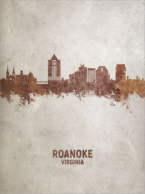 Roanoke Virginia Skyline Cityscape Poster Art Print