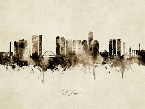 Tel Aviv Israel Skyline Cityscape Poster Art Print