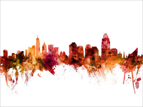 Cincinnati Ohio Skyline Cityscape Poster Art Print