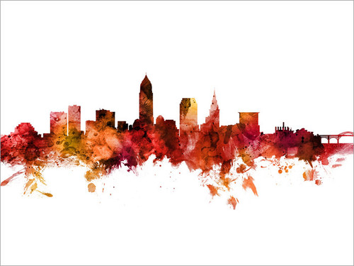 Cleveland Ohio Skyline Cityscape Poster Art Print