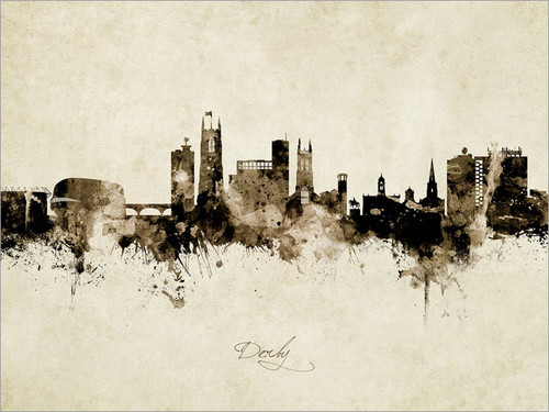 Derby England Skyline Cityscape Poster Art Print