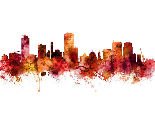 Wellington New Zealand Skyline Cityscape Poster Art Print