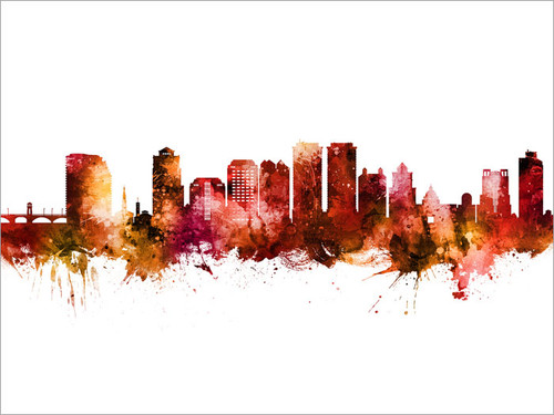 West Palm Beach Florida Skyline Cityscape Poster Art Print