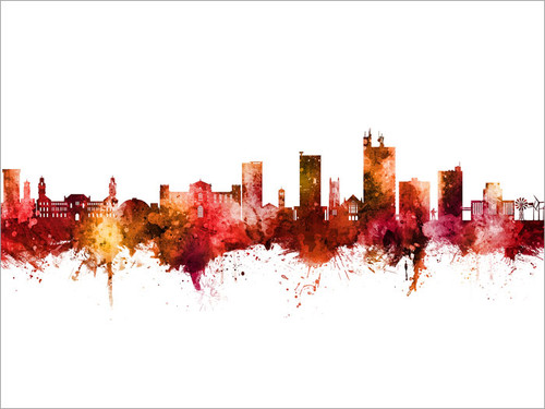 Lubbock Texas Skyline Cityscape Poster Art Print