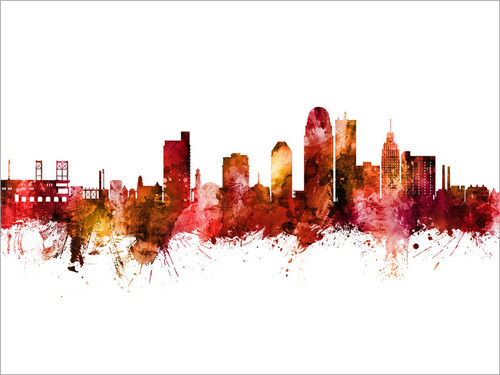 Winston-Salem North Carolina Skyline Cityscape Poster Art Print