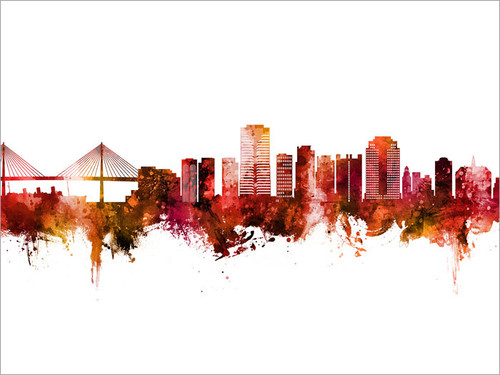 Long Beach California Skyline Cityscape Poster Art Print