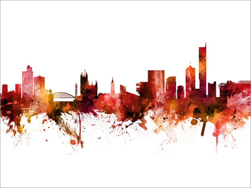 Manchester England Skyline Cityscape Poster Art Print