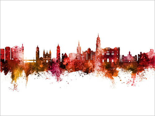 Málaga Spain Skyline Cityscape Poster Art Print