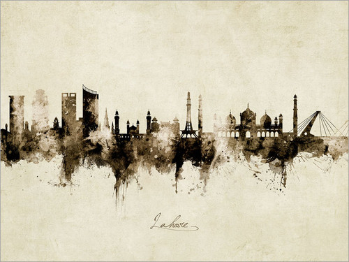 Lahore Pakistan Skyline Cityscape Poster Art Print