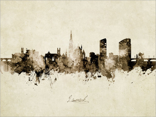 Limerick Ireland Skyline Cityscape Poster Art Print