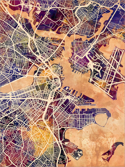 Boston Massachusetts Map Poster Art Print