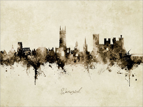 Warwick England Skyline Cityscape Poster Art Print